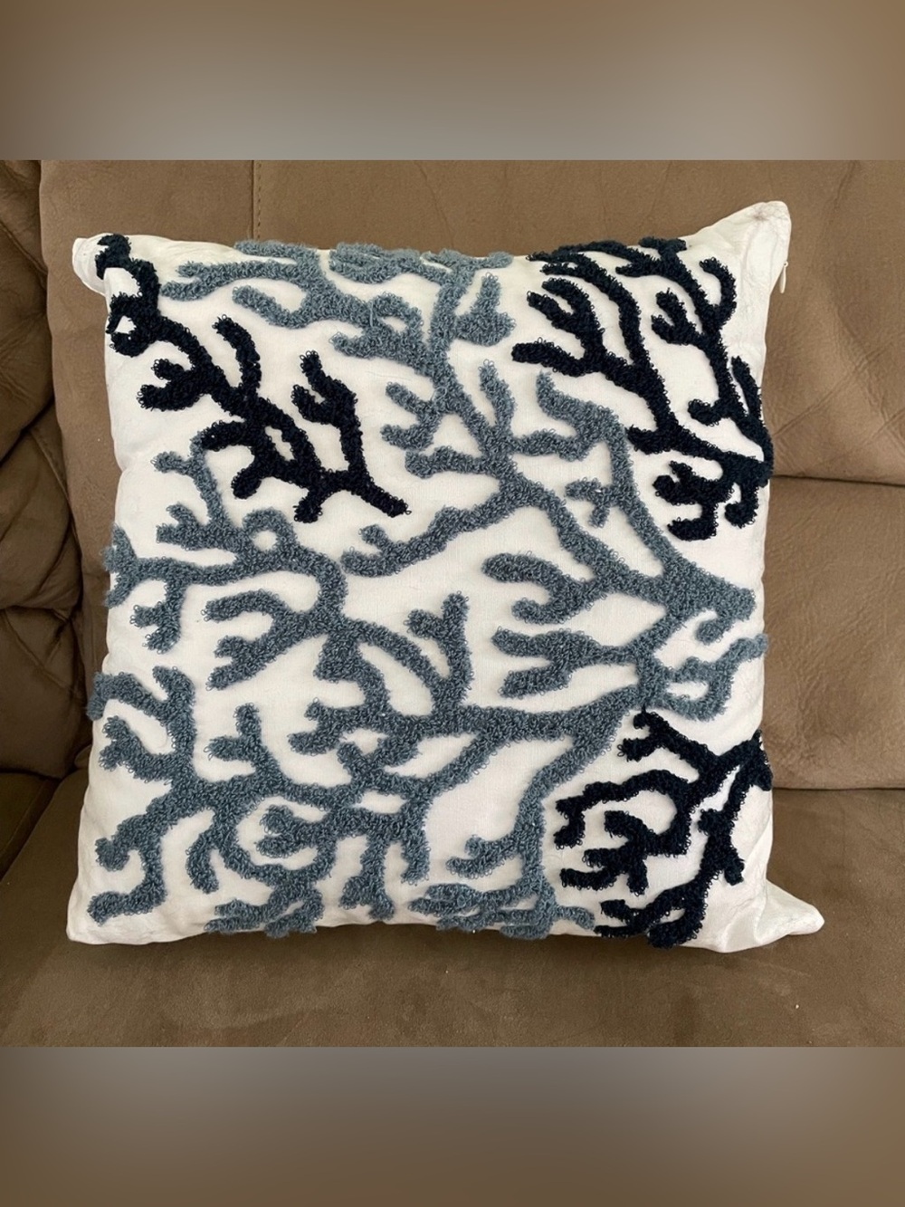 Decorative Coral Pattern Throw Pillow - Blue & Navy Blue